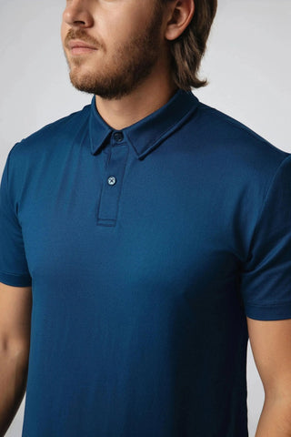 Dylan Polo by Yebo Clothing, a sustainable performance activewear piece made from recycled materials, designed for eco-friendly gym clothes lovers and mindful movement enthusiasts.