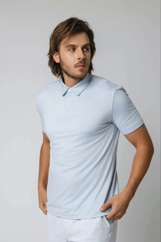 Comfortable Dylan Polo from Yebo Clothing, representing mindful movement in sustainable athleisure, made with moisture-wicking fabric and recycled polyester for active lifestyles.