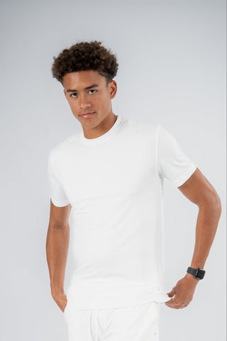Ethan T-Shirt by Yebo Clothing showcases sustainable performance activewear made from recycled materials, perfect for mindful movement in eco-friendly gym clothes.
