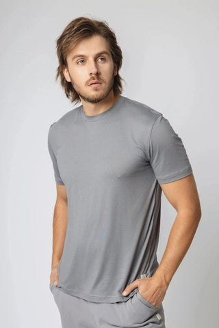 The Ethan T-Shirt by Yebo Clothing displayed neatly, highlighting its minimalist design and use of recycled polyester, making it conscious fashion for eco-friendly fitness apparel.