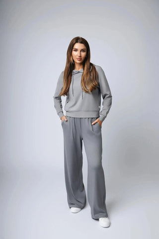 Harper Hoodie by Yebo Clothing in action, representing carbon neutral clothing and conscious fashion. An excellent choice for both minimalist loungewear and active workouts.