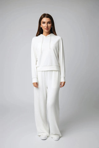 A casual yet stylish Harper Hoodie from Yebo Clothing, made from sustainable performance activewear with breathable workout gear crafted from recycled materials, perfect for mindful movement and lounging post-workout.