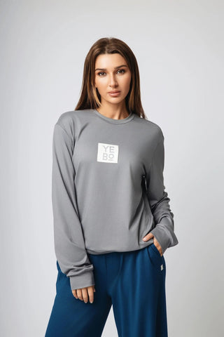The I See You Limited Edition Sweatshirt by Yebo Clothing displayed in a relaxed fit, embodying conscious fashion with breathable workout gear and moisture-wicking fabric for sustainable athleisure.