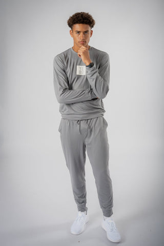 Logan Jogger by Yebo Clothing, highlighting ethical fitness apparel with a minimalist design, ideal for yoga and lounging, crafted from sustainable materials.