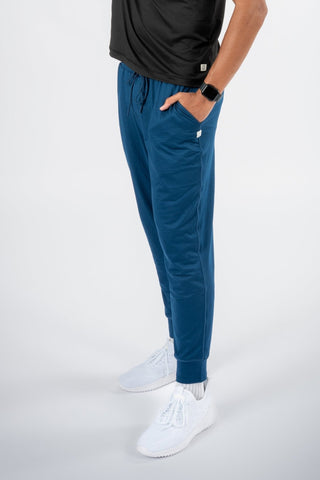 Logan Jogger from Yebo Clothing, designed for maximum comfort in minimalist loungewear, utilizing recycled polyester for a sustainable athleisure look.