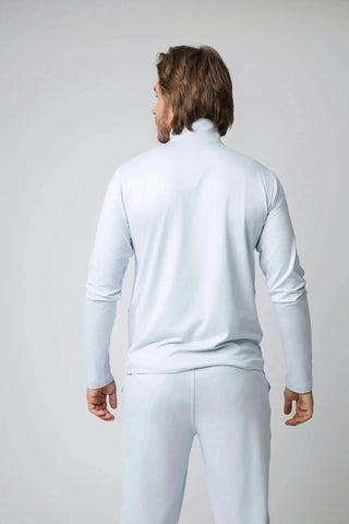 Yebo Clothing Lucas Quarter Zip, connecting fashion and function in breathable workout gear made with recycled polyester, promoting the I See You movement for sustainable living.