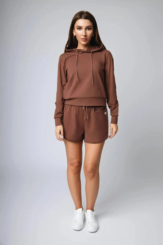 Stylish Sydney Shorts by Yebo Clothing, designed for effortless movement with moisture-wicking fabric, representing conscious fashion in sustainable athleisure and minimalist loungewear.