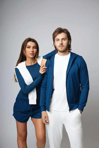 Yebo Clothing's Zahaan Hoodie, your go-to eco-friendly fitness apparel, designed to keep you warm and comfortable during workouts and lounging.